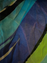Chico's Scarf Blue, Teal, Green, White and Black Abstract Stripes 100% Viscose - TheRealThreads